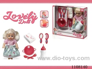 12 inch girl doll set 【 Drink water pee pee bottle pee pants Comb mirror dinner plate fork spoon IC 】