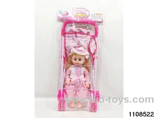 16 inch baby stroller baby girl with IC (package electricity) in PP bag with header