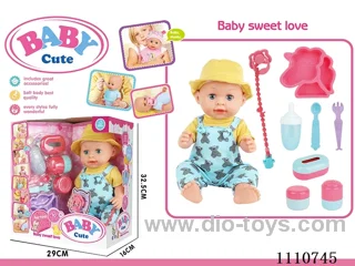 16 "Live eye water pee vinyl doll with 10 sound IC package (Unicorn plate + knife + fork + pacifier + milk chain + open bottle + storage bottle 3 sets)