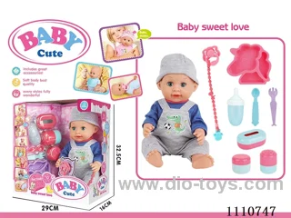 16 "Live eye water pee vinyl doll with 10 sound IC package (Unicorn plate + knife + fork + pacifier + milk chain + open bottle + storage bottle 3 sets)