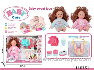 12-inch vinyl cotton girl doll without IC (Unicorn plate + fork + spoon + open bottle + 3-piece storage bottle + multi-function storage backpack)