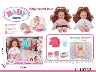 12-inch vinyl cotton girl doll without IC (Unicorn plate + fork + spoon + open bottle + 3-piece storage bottle + multi-function storage backpack)