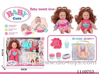 12-inch vinyl cotton girl doll without IC (Unicorn plate + fork + spoon + open bottle + 3-piece storage bottle + multi-function storage backpack)