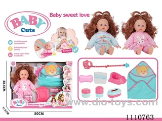 12-inch vinyl cotton body girl doll without IC (pacifier + milk chain + sheep toilet + soap + storage bottle 3-piece set + doll wrapped bath towel + diaper)