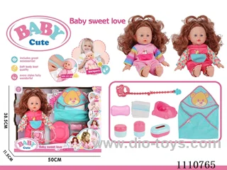 12-inch vinyl cotton body girl doll without IC (pacifier + milk chain + sheep toilet + soap + storage bottle 3-piece set + doll wrapped bath towel + diaper)