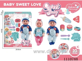 12 inch water pee doll vinyl hand vinyl head 10 sound IC package (Unicorn plate + knife + fork + pacifier + open bottle + storage bottle 3 sets)