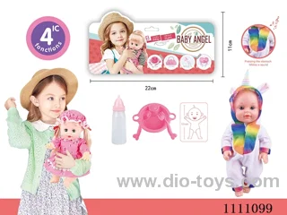 12-inch unicorn themed doll dinner plate + spoon + fork + baby bottle 4 sound IC package