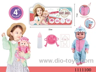 12 inch dinosaur themed doll dinner plate + spoon + fork + baby bottle 4 sound IC package