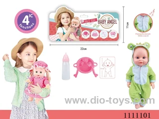 12 inch frog theme doll dinner plate + spoon + fork + baby bottle 4 sound IC package
