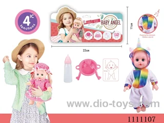 14-inch Unicorn-themed doll dinner plate + spoon + fork + baby bottle 4-sound IC package