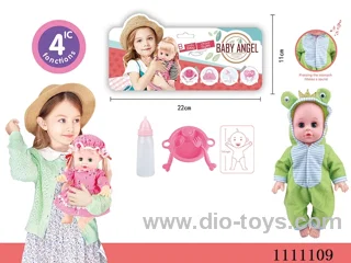 14-inch frog theme doll dinner plate + spoon + fork + baby bottle 4 sound IC package