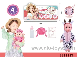 14-inch cow theme doll dinner plate + spoon + fork + baby bottle 4 sound IC package