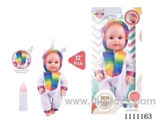 12-inch unicorn-themed doll IC6-sound doll + baby bottle (body hands and feet blow molding) Drink water and pee