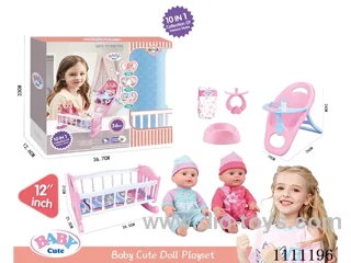 12-inch high-end water doll 10-in-1 set (doll + dining chair + baby bed + bottle + dinner plate + basin + diaper + pacifier) 6-sound IC includes electricity