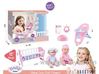 12-inch high-end water doll 10-in-1 set (doll + dining chair + baby bed + bottle + dinner plate + basin + diaper + pacifier) 6-sound IC includes electricity