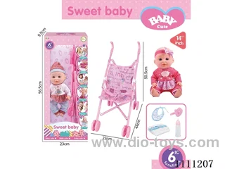 12-inch boy doll 6-tone IC with 55cm plastic cart + pacifier + bottle + diaper + saliva towel