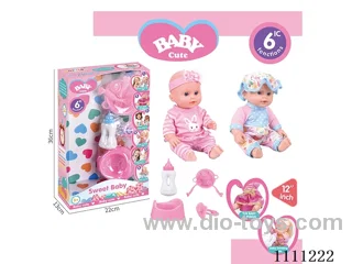 12-inch water pee doll set (doll + bottle + plate + fork + spoon + basin + pacifier) with 6-tone IC(electric included)