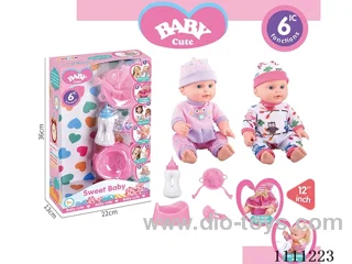 12-inch water pee doll set (doll + bottle + plate + fork + spoon + basin + pacifier) with 6-tone IC(electric included)