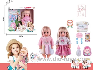 14 "4 tone empty doll dinner plate + bottle + diaper + tissue box + bedpan