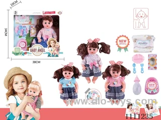 14 "4 tone empty doll dinner plate + bottle + diaper + tissue box + bedpan