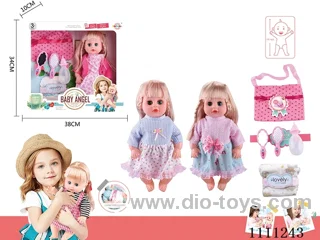 14 "4 tone empty doll comb mirror + bottle + diaper + handbag