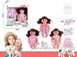 14 "4 tone empty doll comb mirror + bottle + diaper + skirt