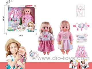 14 "4 tone empty doll comb mirror + bottle + diaper + skirt