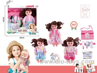 14 "4 tone empty doll comb mirror + bottle + diaper + handbag