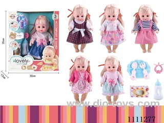15 "Live eye doll dinner plate + pacifier + bottle + tissue with IC 4 sound package