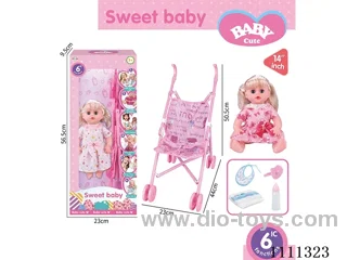 14 "Goldilocks girl doll 6-tone IC with 55cm plastic cart + pacifier + bottle + diaper + saliva towel