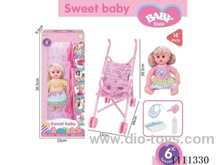 14 "Goldilocks girl doll 6-tone IC with 55cm plastic cart + pacifier + bottle + diaper + saliva towel