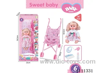 14 "Goldilocks girl doll 6-tone IC with 55cm plastic cart + pacifier + bottle + diaper + saliva towel