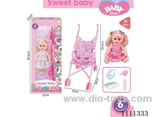 14 "Goldilocks girl doll 6-tone IC with 55cm plastic cart + pacifier + bottle + diaper + saliva towel