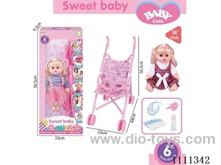 14 "Goldilocks girl doll 6-tone IC with 55cm plastic cart + pacifier + bottle + diaper + saliva towel