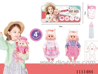 14 "girl blonde doll with 4 tone IC water bottle + diaper
