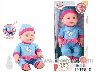 High-end 12 inch IC6 sound doll + baby bottle (body hands and feet blow molding) drink water to pee