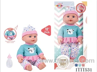 High-end 12 inch IC6 sound doll + baby bottle (body hands and feet blow molding) drink water to pee