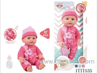 High-end 12 inch IC6 sound doll + baby bottle (body hands and feet blow molding)included battery