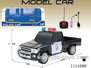 Remote control car 1:12 4 ch two-door pickup police car