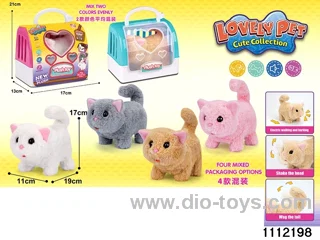 Plush Battery Operated Cat + Cage