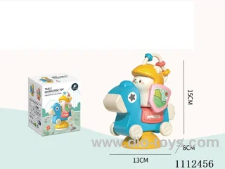 5-in-1 table toy two-color mix, revolving music + tail rotation + beading + driving car + suction cup