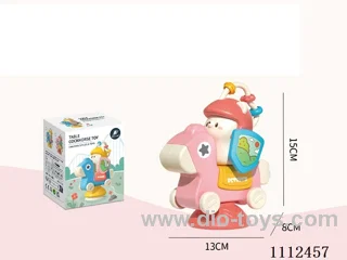 5-in-1 table toy two-color mix, revolving music + tail rotation + beading + driving car + suction cup