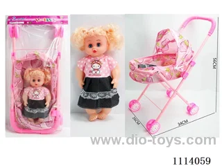 14 "26 cm 5 joint empty body live eye bent foot fat child doll iron cart mix