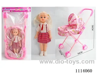 14 "32 cm 5 joint empty body live eye fat child doll iron cart mix