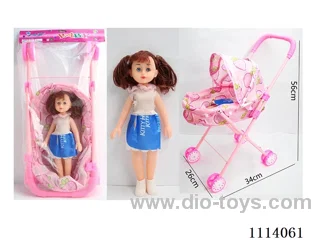 14 "32 cm 5 joint empty body live eye fat child doll iron cart mix