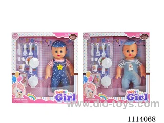 14 "30 cm 5 joint empty body bending foot live eye male fat child doll + tableware accessories +IC (AG13*2) two mixed