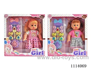 14 "30 cm 5 joint empty body bending foot live eye female fat child doll + blisting accessories +IC (AG13*2) two mixed