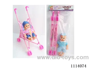10 "23 cm 5 joint empty body bending foot live eye male fat child doll + plastic cart +IC (AG13*2) two mixed
