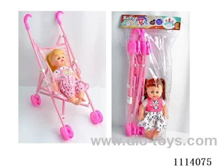 14 "30 cm 5 joint empty body bending foot live eye female fat child doll + plastic cart +IC (AG13*2) two mixed