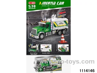 Sound and light sanitation vehicle with spray